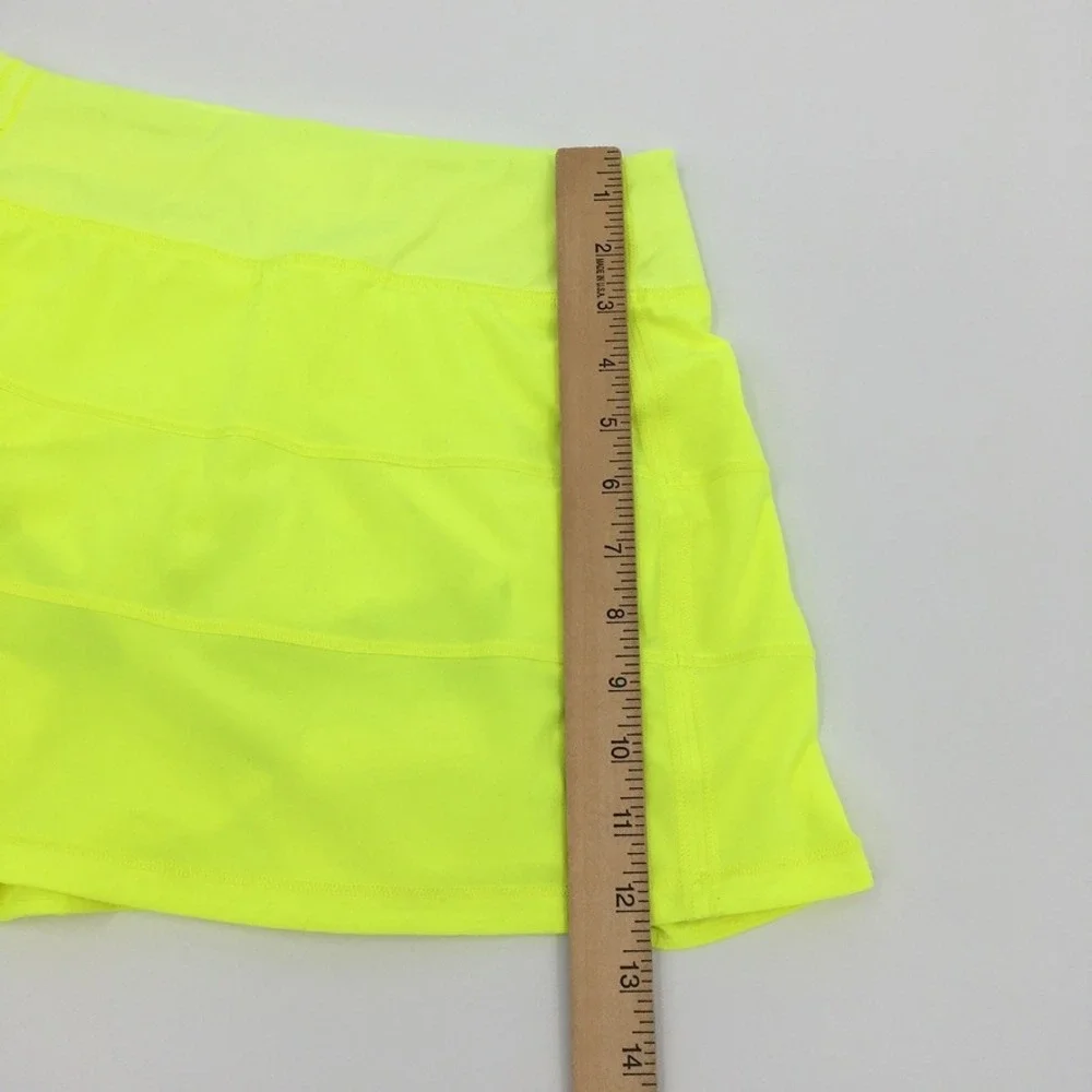 Lululemon Pace Rival Skirt Skort Sz 0 Highlighter Yellow Neon Pickleball Tennis